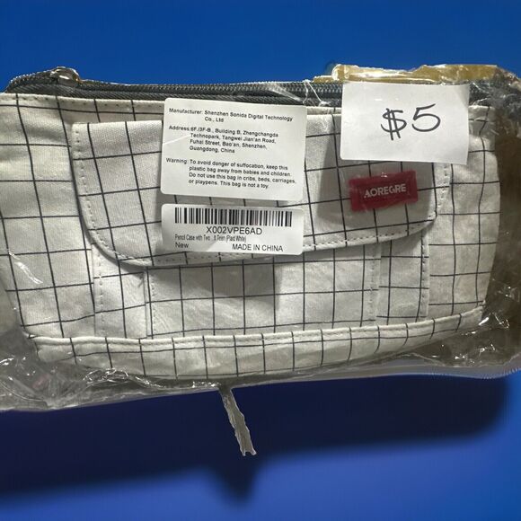 Aoregre Pouch Two Zipper Pouches And One Outside Pocket White Change Pencil Cas - Picture 1 of 7